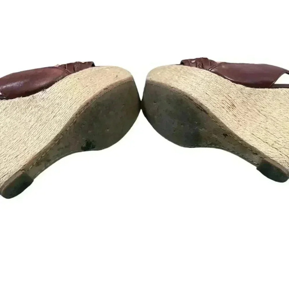 STEVEN by Steve Madden Wedge Sling Back Leather Braided Rope Stud Detail Shoe - Picture 9 of 14